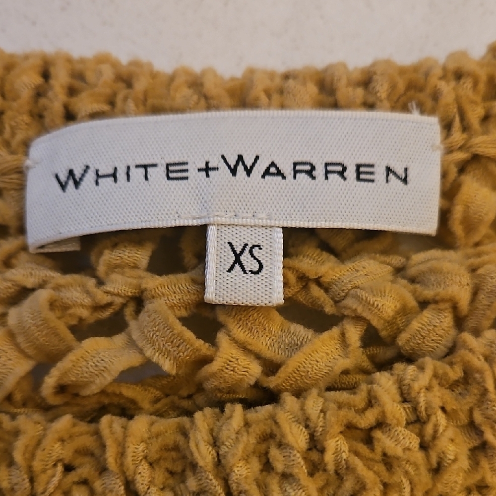 White + Warren Open-Knit Sweater in Mustard - Picture 8 of 8